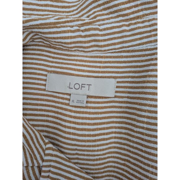LOFT Tunic Top Women Size XL Henley Striped Popover Minimalist Coastal Nautical - Picture 8 of 12